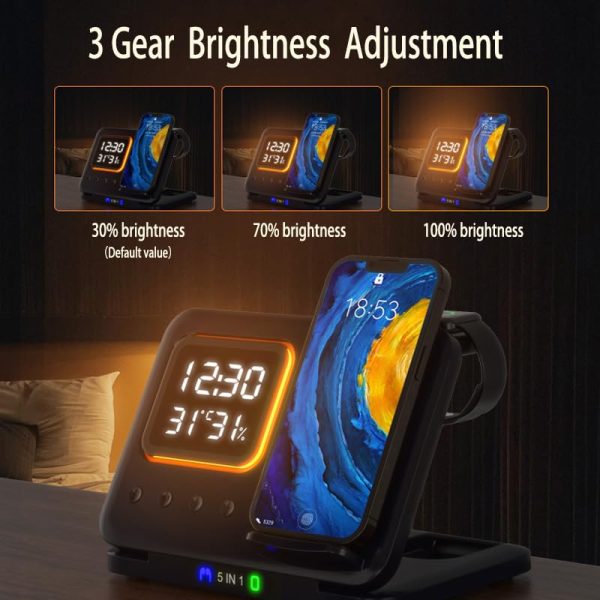 Phone Stand Tabletop 15w Fast Charging 5 in One Universal Wireless Charger Desk Charger for Iphone - Image 4