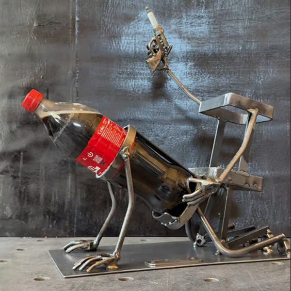 Skull 2-in-1 Bottle Stand: Holds Coke & Wine, Metal Skeleton Holder – Fun Bar Decor - Image 6