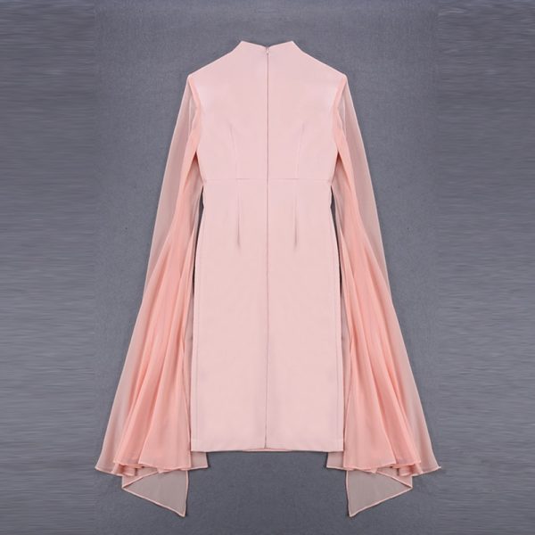 Designer Runway Dress Women's Stylish Cloak Sleeve Dress Party Dress - Image 5