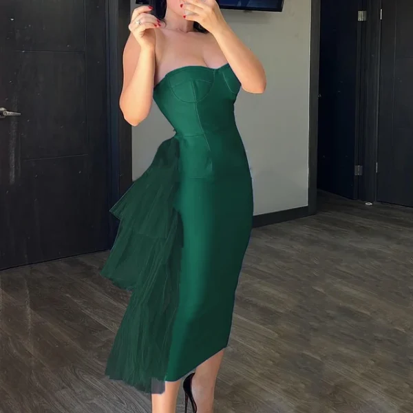 Bandage dress new high waisted dinner dress strapless mesh dress - Image 14