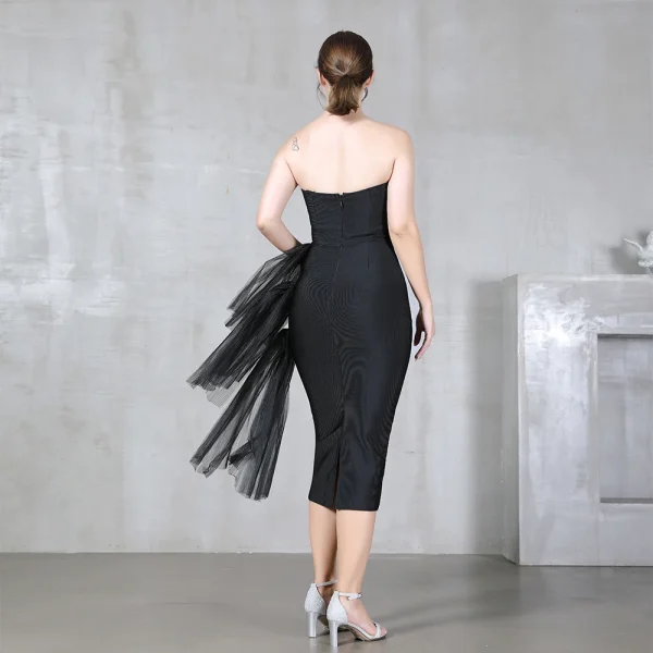 Bandage dress new high waisted dinner dress strapless mesh dress - Image 6