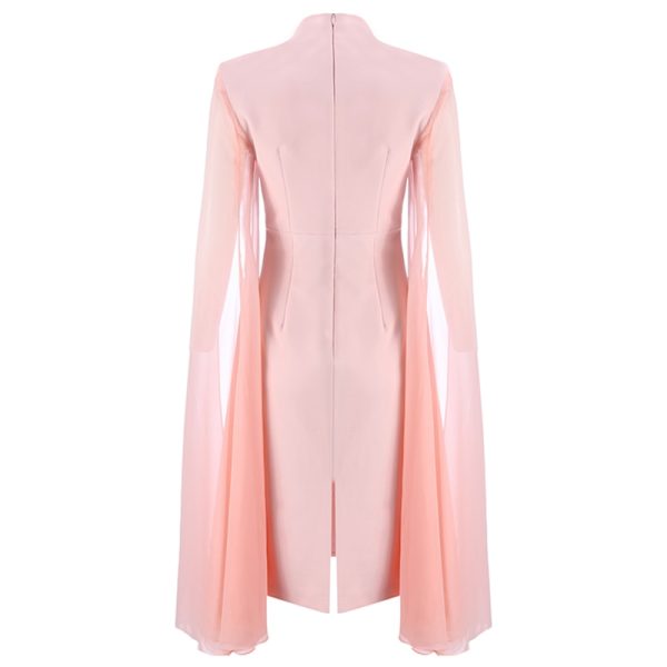 Designer Runway Dress Women's Stylish Cloak Sleeve Dress Party Dress - Image 3
