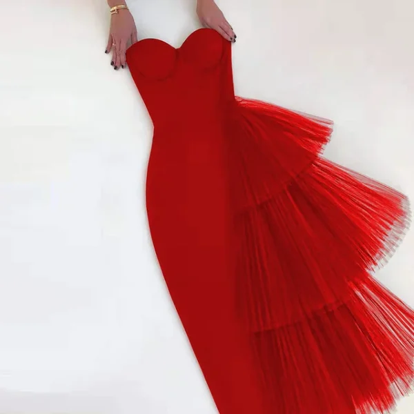 Bandage dress new high waisted dinner dress strapless mesh dress - Image 12