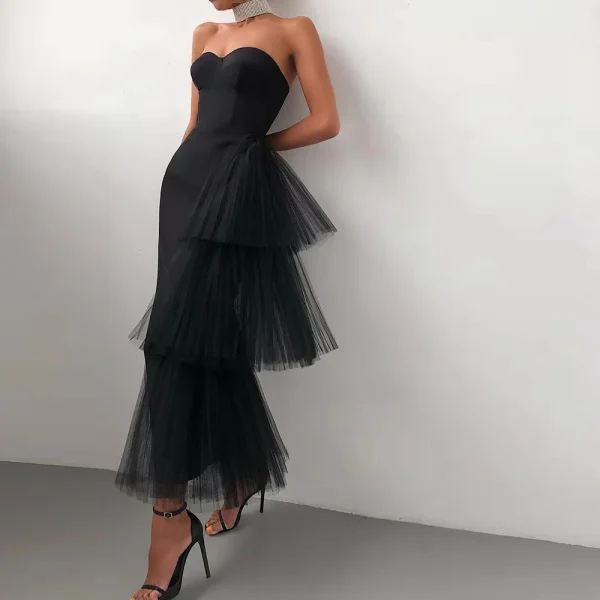 Bandage dress new high waisted dinner dress strapless mesh dress - Image 7