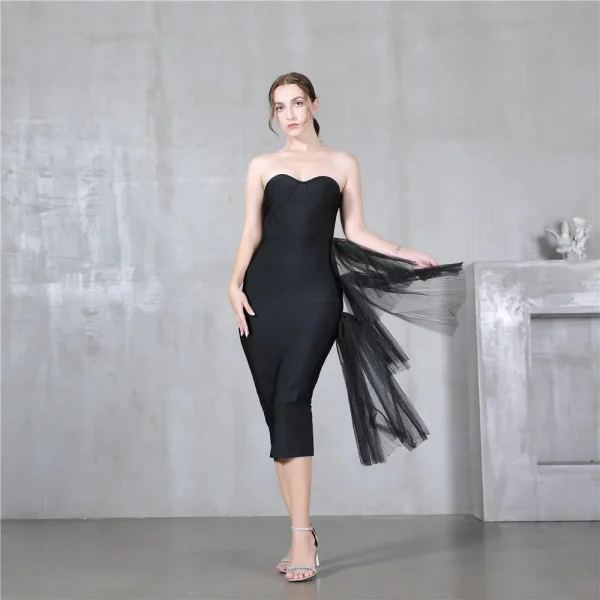 Bandage dress new high waisted dinner dress strapless mesh dress - Image 5